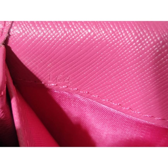 Authentic PRADA Saffiano Lux Metal Flap Wallet with Strap Peonia Geranio - Picture 7 of 16